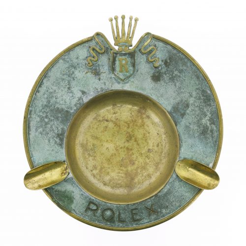 Vintage Rare ROLEX Brass Ashtray 1950s, Big Crown, Dealer's Display, Unpolished