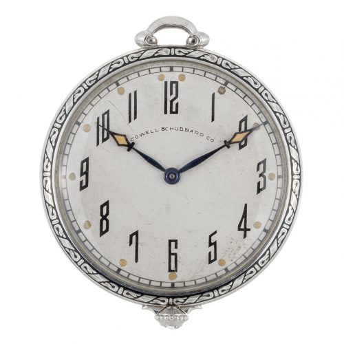 Art Deco C.H.MEYLAN 950 Platinum Diamond Pocket Watch, Cowell & Hubbard Co, 1910
