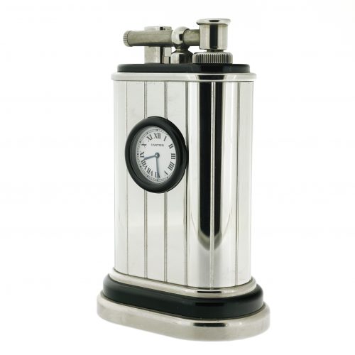 Rare Giant CARTIER Table Lighter, Platinum Finish Clock/Watch, LE 6/1000, 2000s