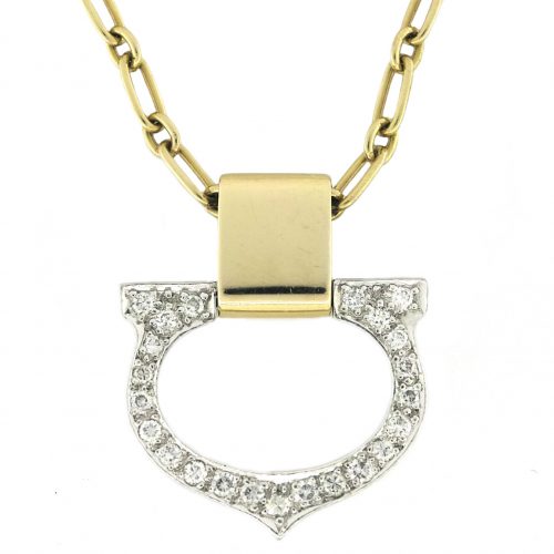 CARTIER Gold and Diamond "C" Pendant