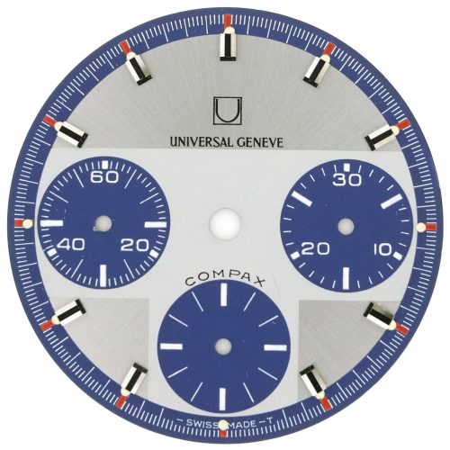 Rare Universal Geneve Compax "Grey Blue Exotic NINA" Mint Watch DIAL, Evil Rindt