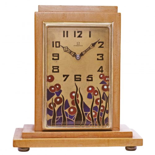 Omega Art Deco Desk Enamel Clock, 10.008