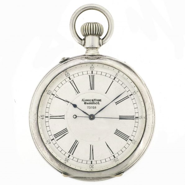 A. Lange & Söhne. A fine and rare silver openface keyless 1/2 seconds pocket chronometer