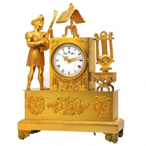 Reuge Music "The Troubadour" clock, 72-notes music box