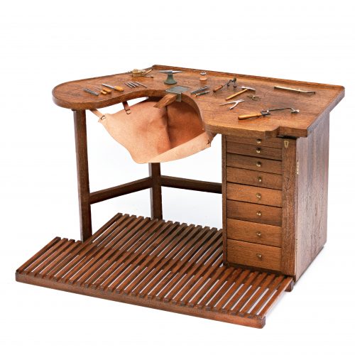 Miniature jewelers workbench, 1980s