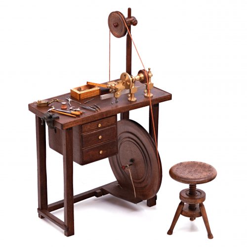Miniature watchmaker lathe workbench, 1980s